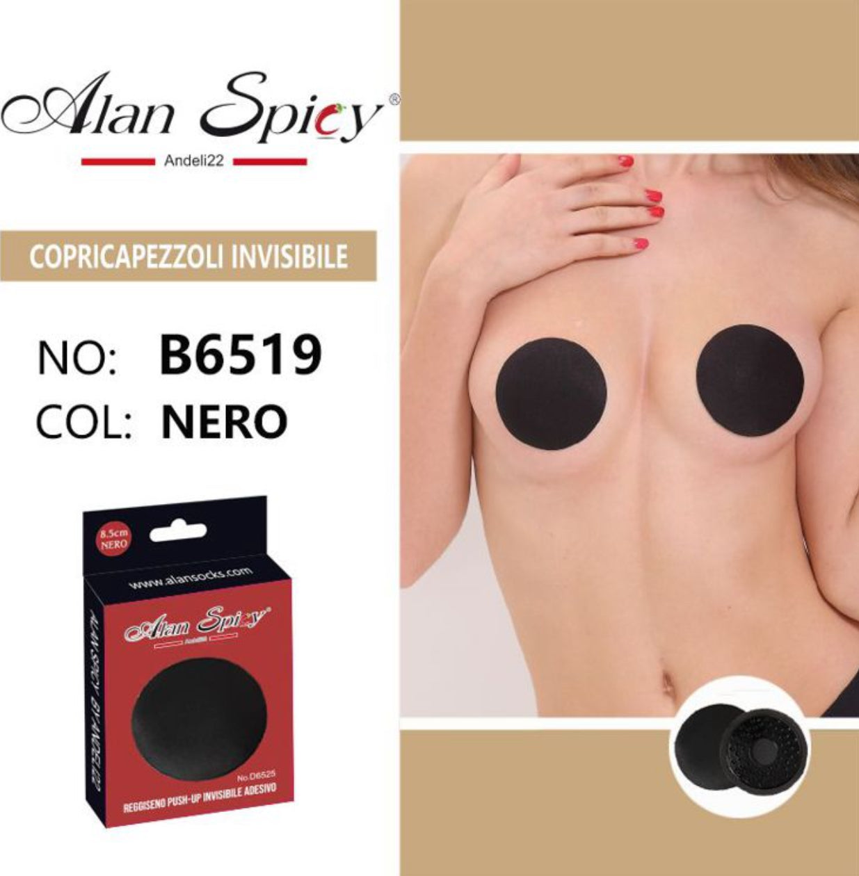 COPRICAPEZZOLI IN SILICONE NUDE/NERO - BERLY MODA 