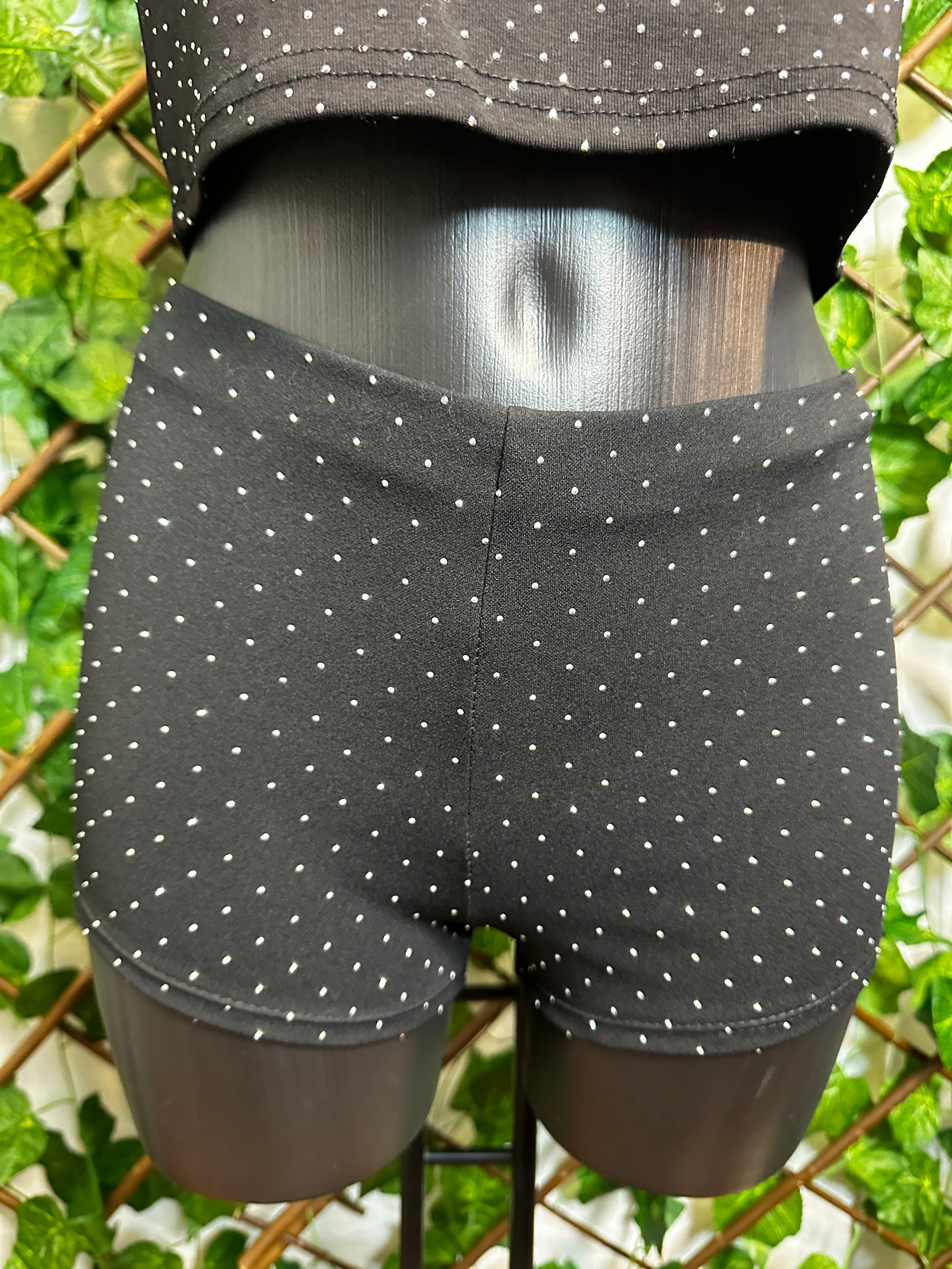 Pantaloncino corto nero brillantinato
