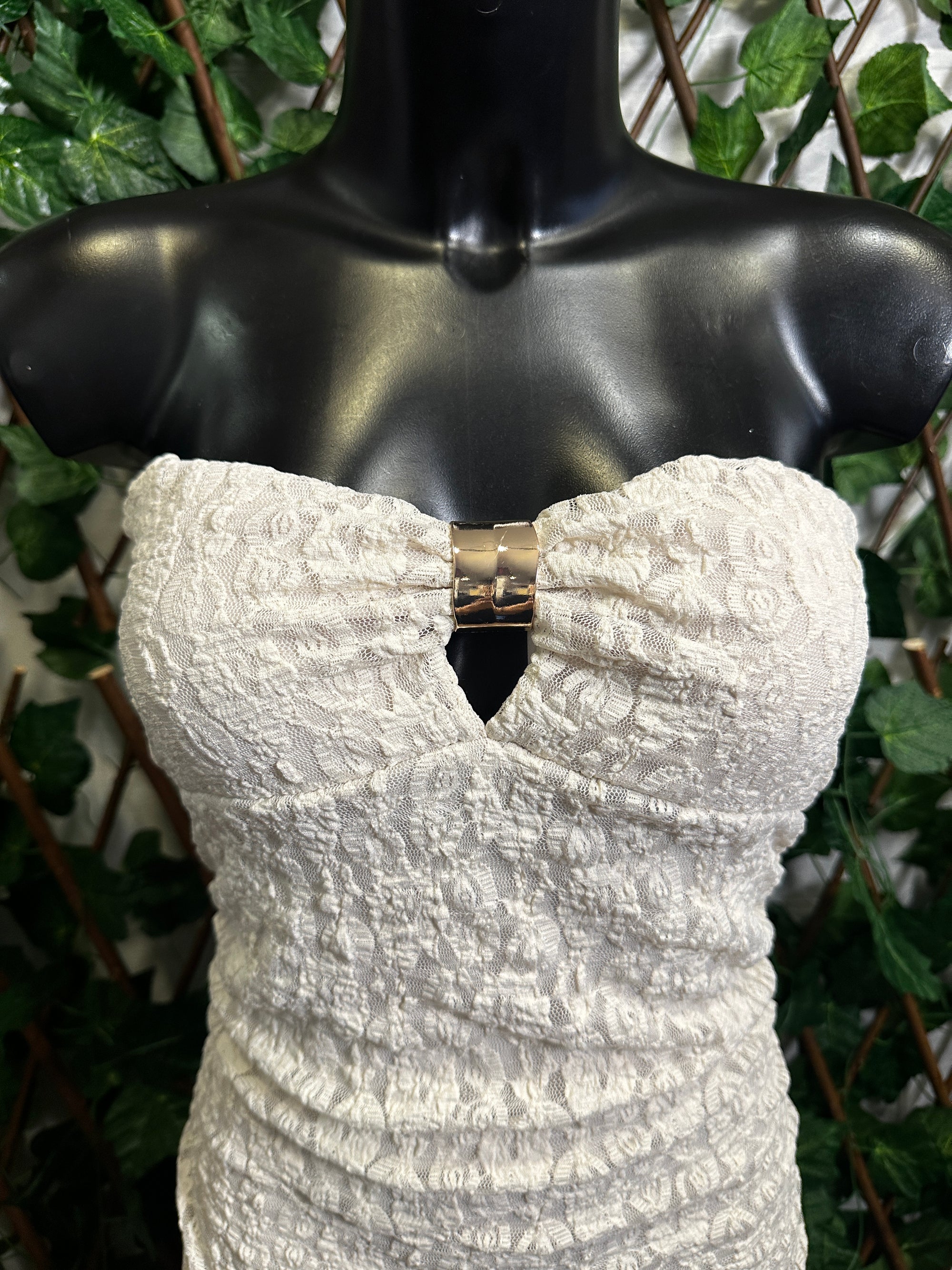 Modello crepe: vestito lungo elasticizzato con le coppe | taglia unica
