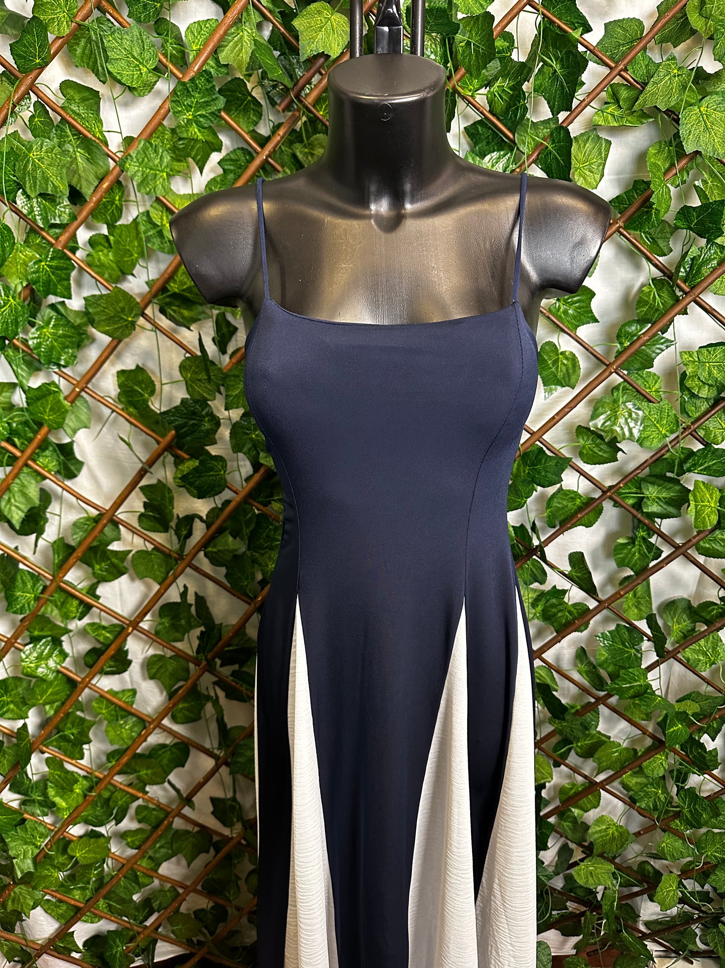 Vestito lungo elasticizzato a due colori - BERLY MODA 