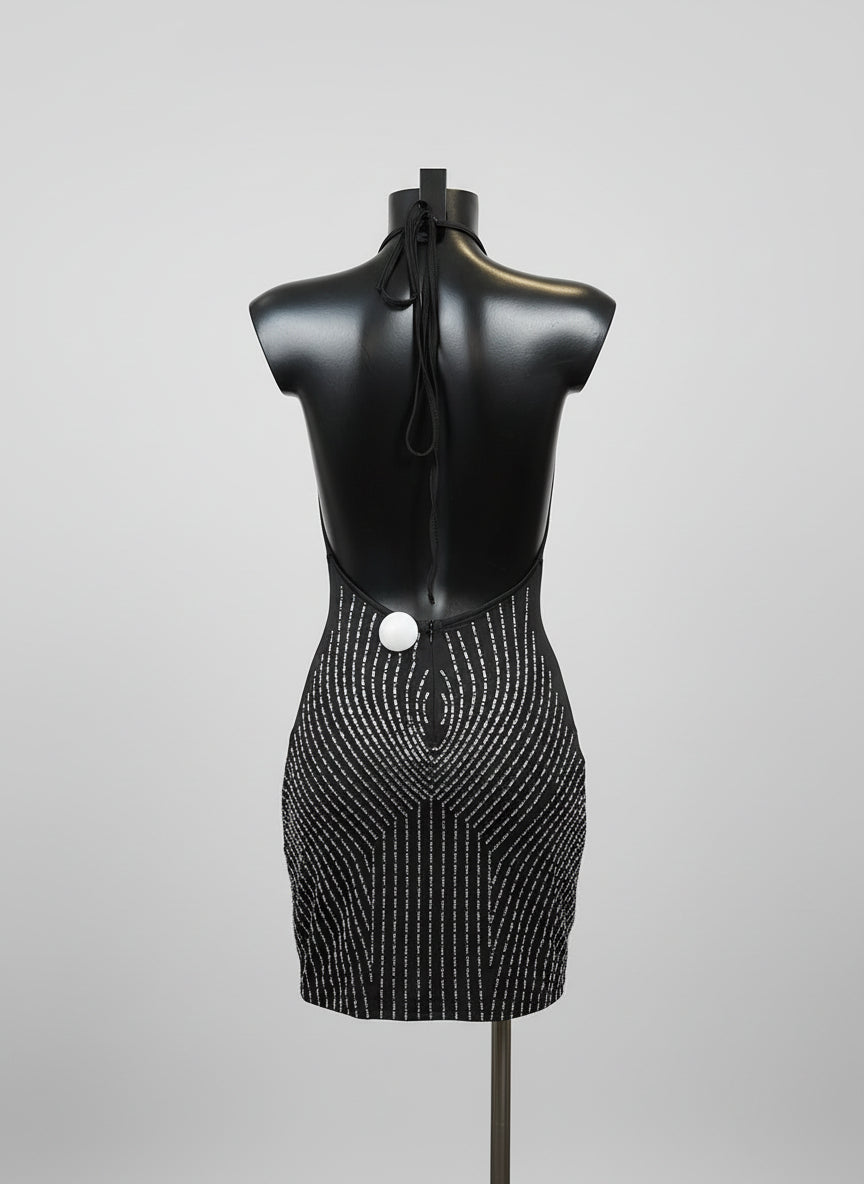 Mini Dress Strass Halterneck Schiena Scoperta – Tentazione Stellare