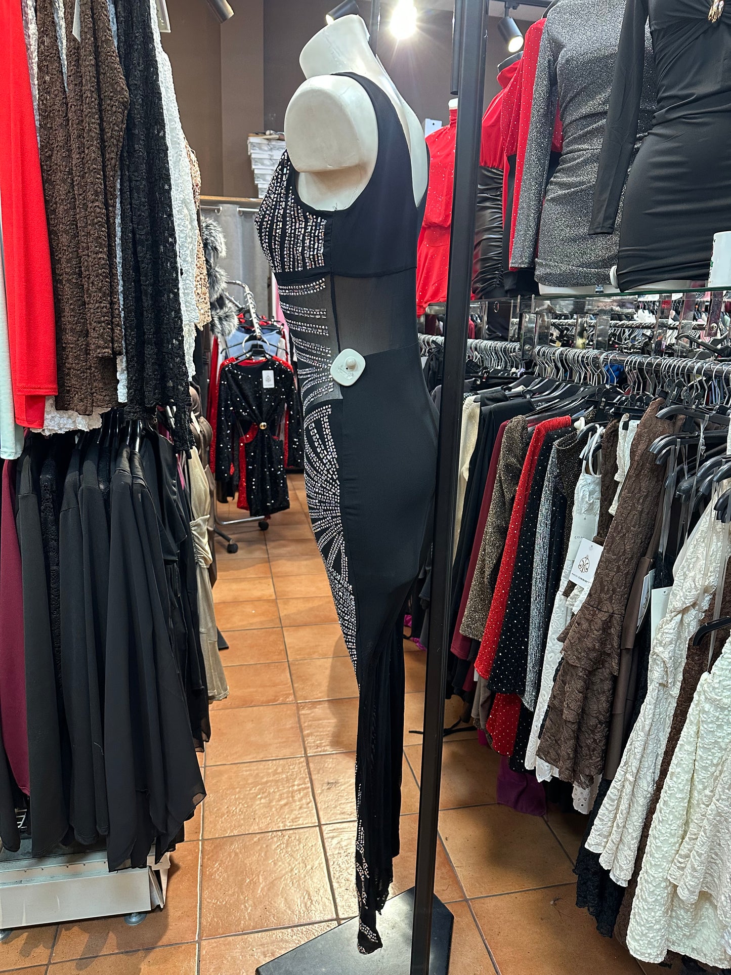 Abito lungo corpetto trasparente e strass – LUSSURIA VITTORIOSA