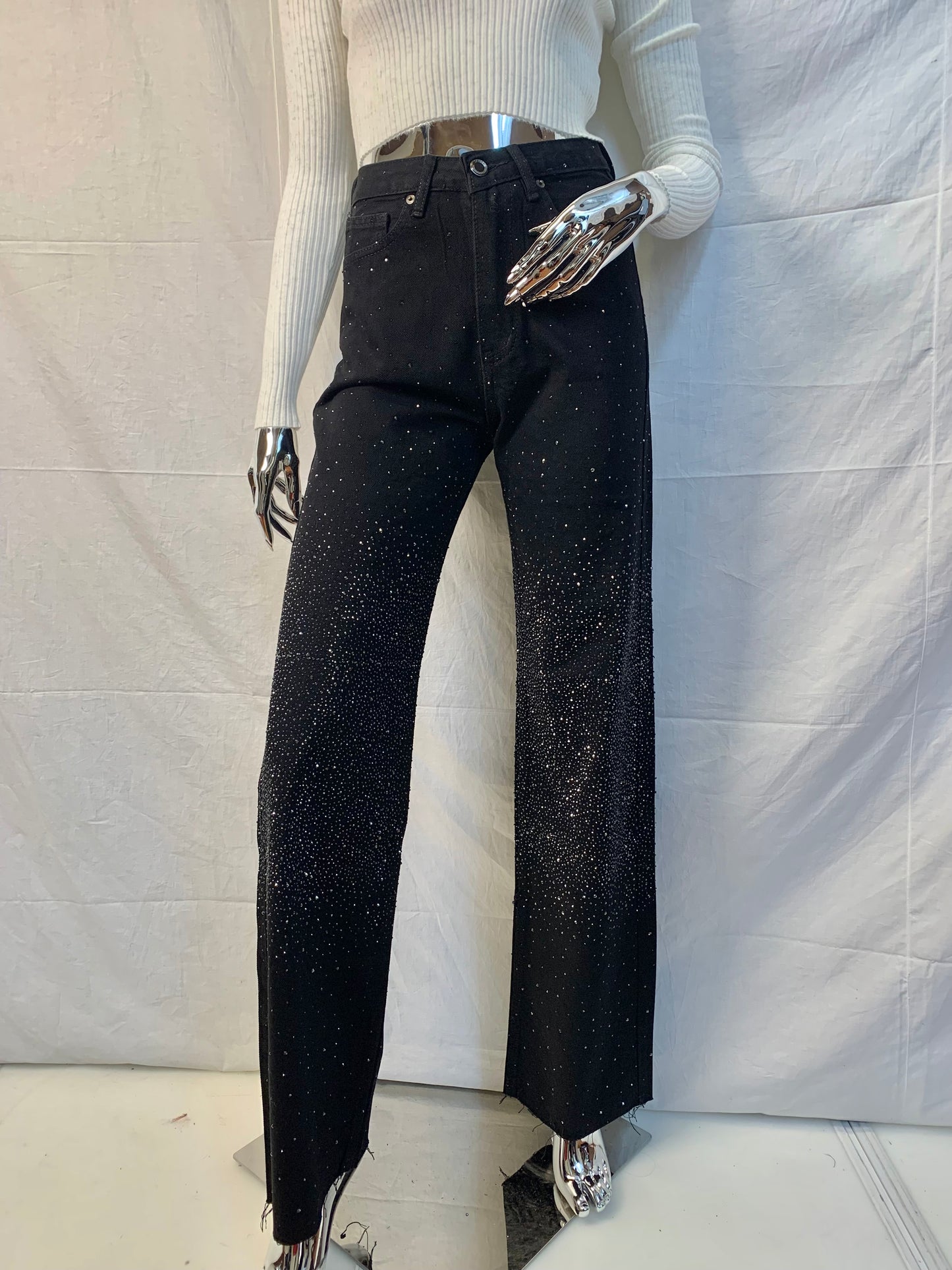 AUTUNNO 2024 | Pantalone nero denim con strass