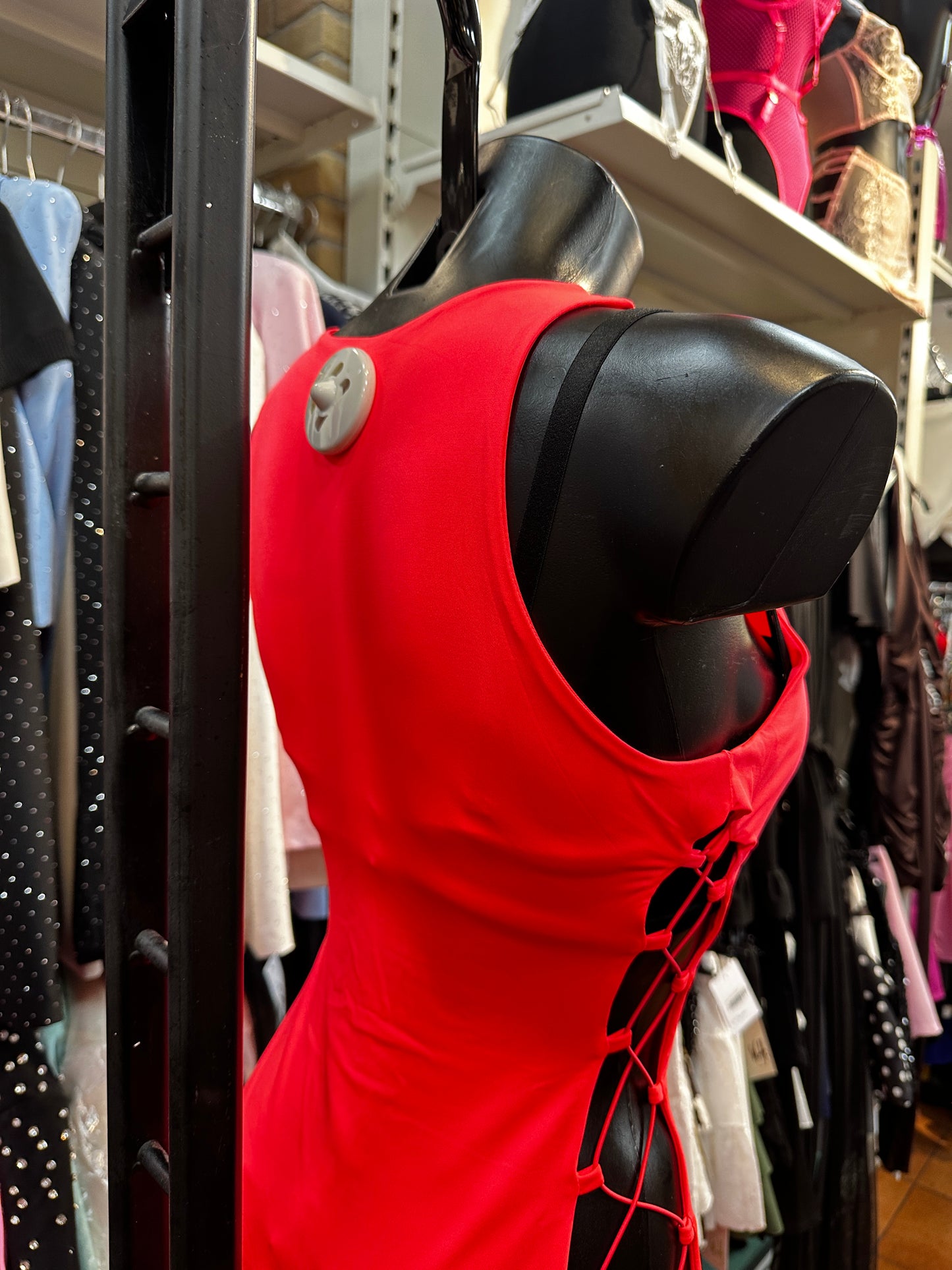 See-through fitted dress with laces to adjust the size | one size fits all