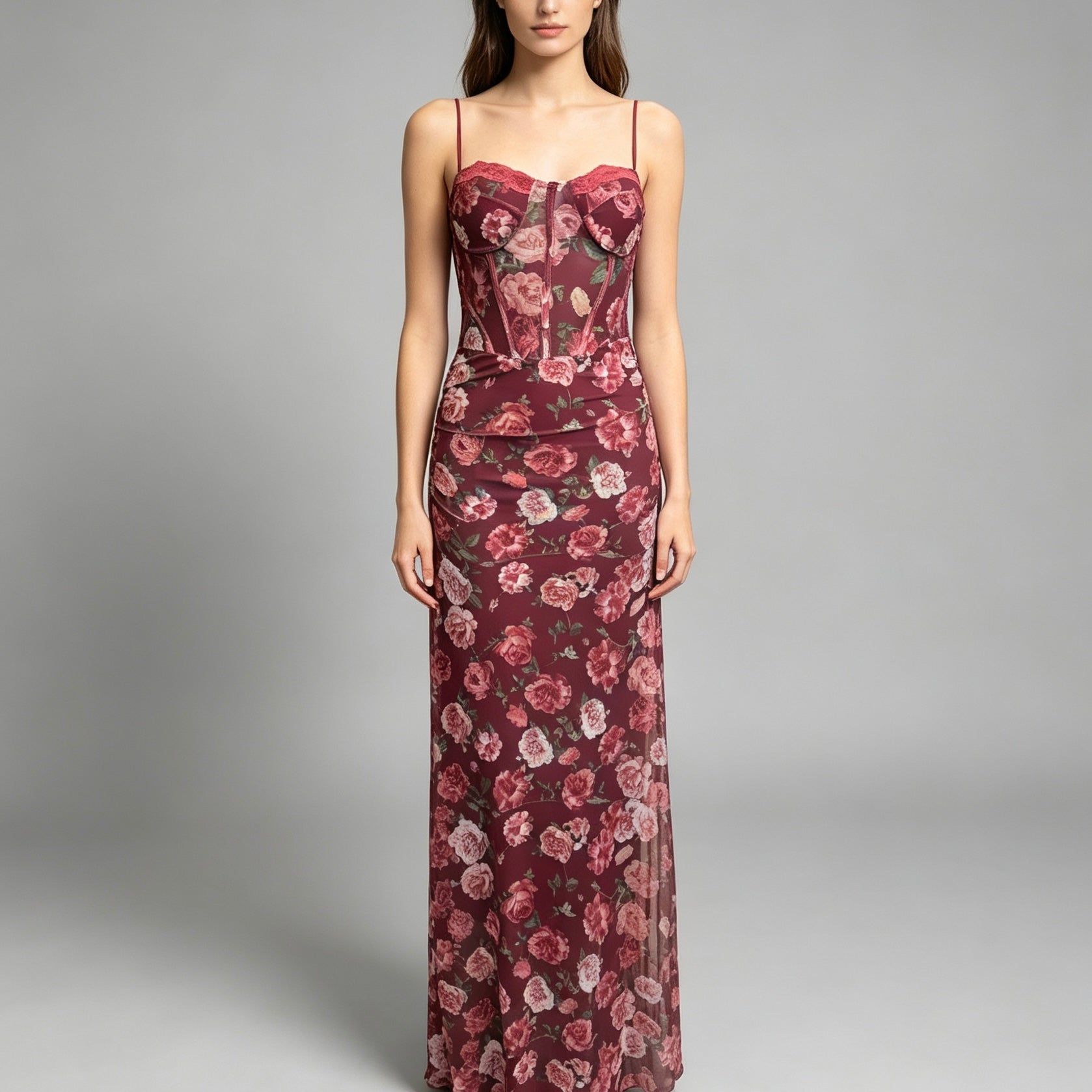 Vestito lungo a corpetto trasparente - BERLY MODA 