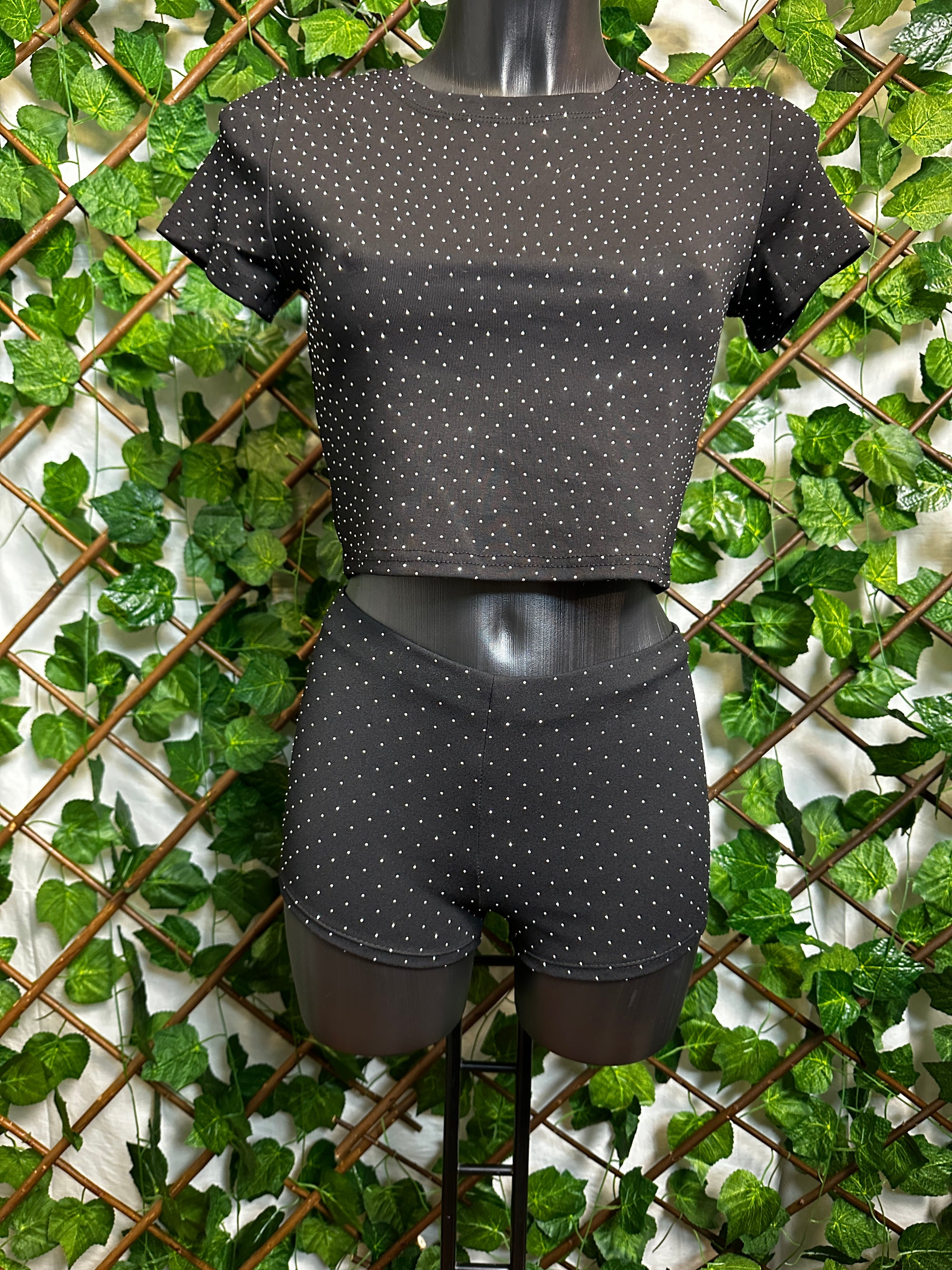 Pantaloncino corto nero brillantinato