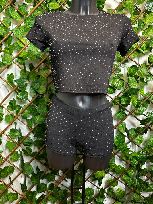 Pantaloncino corto nero brillantinato