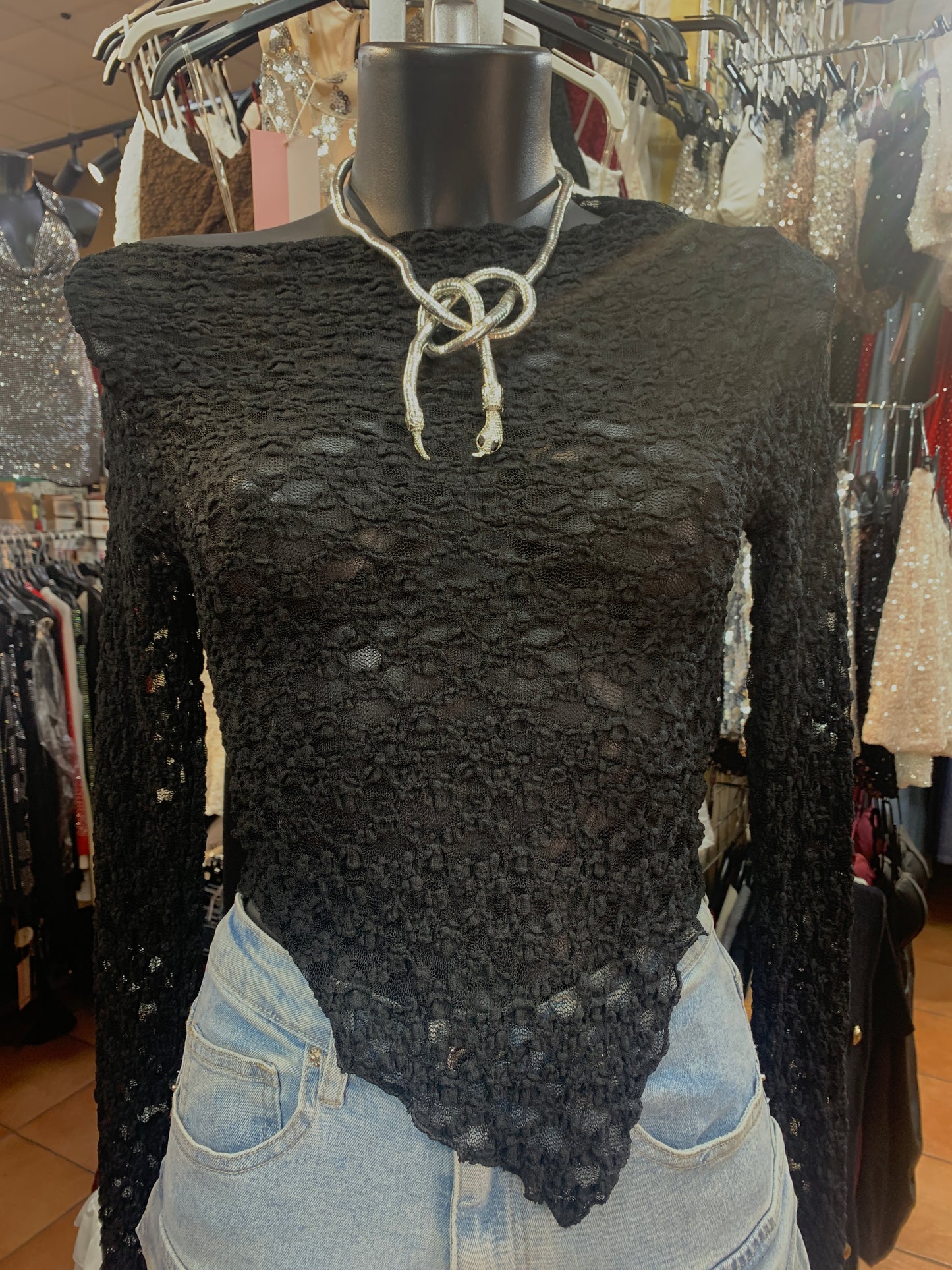 Asymmetrical crepe top