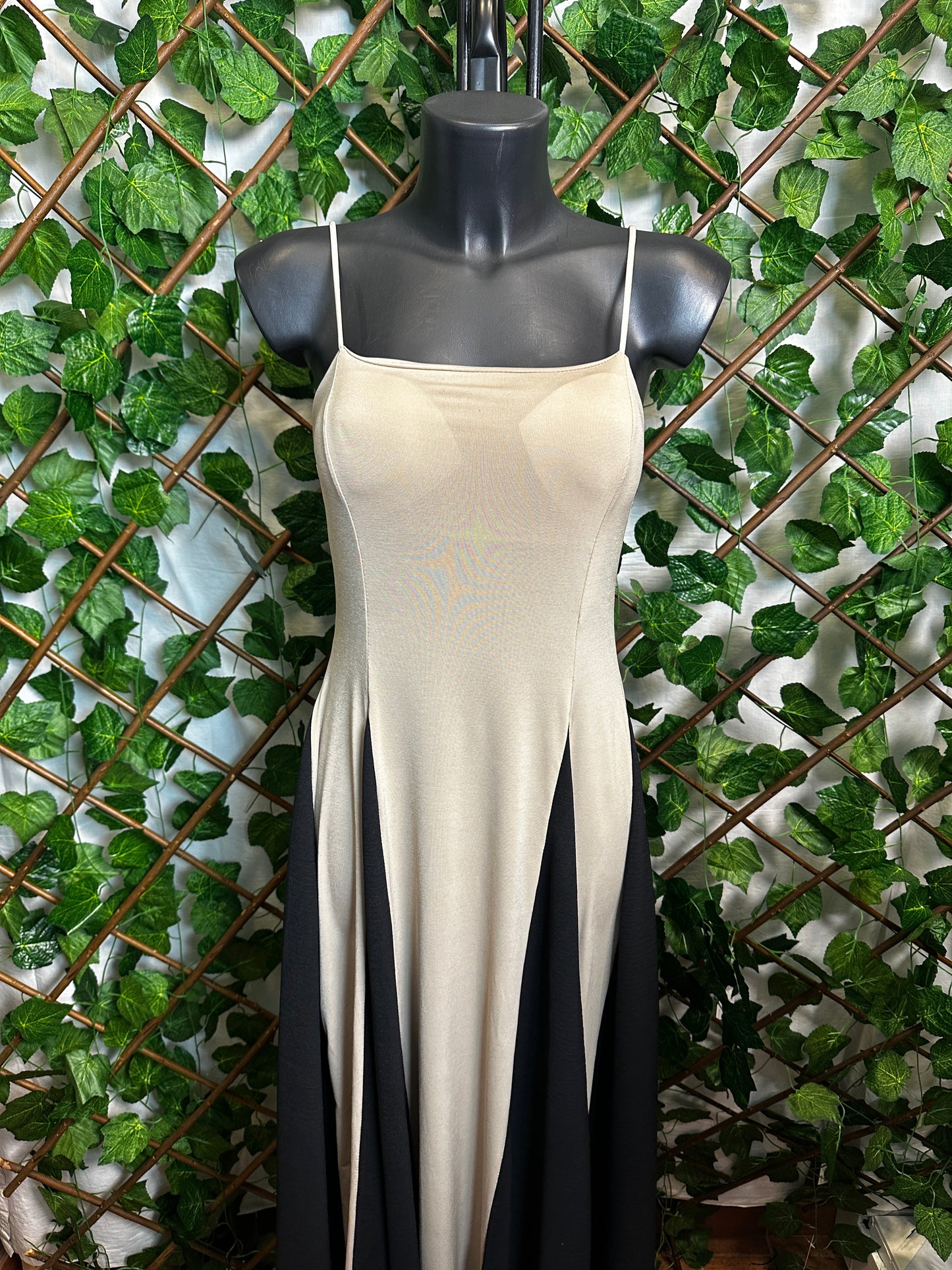 Vestito lungo elasticizzato a due colori - BERLY MODA 