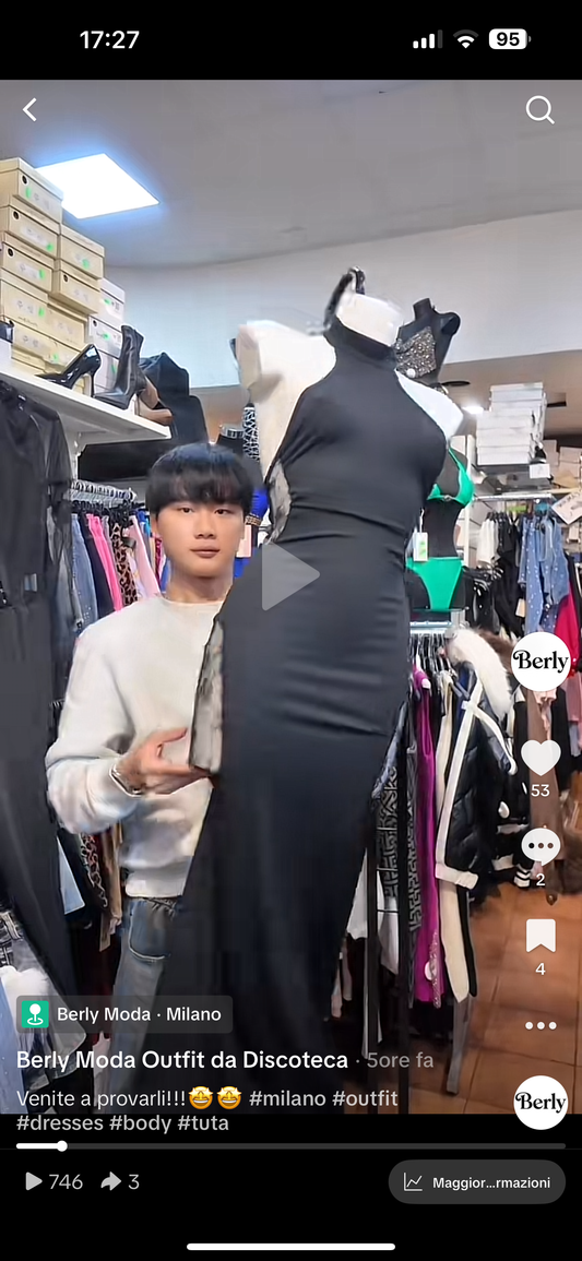 Tuta lunga con lati trasparenti in pizzo - BERLY MODA 