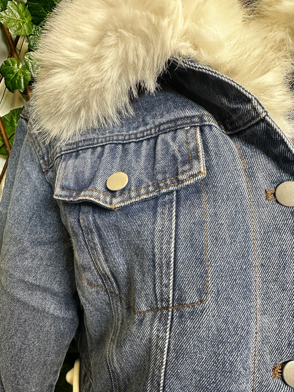 Giacca di jeans con pelliccia