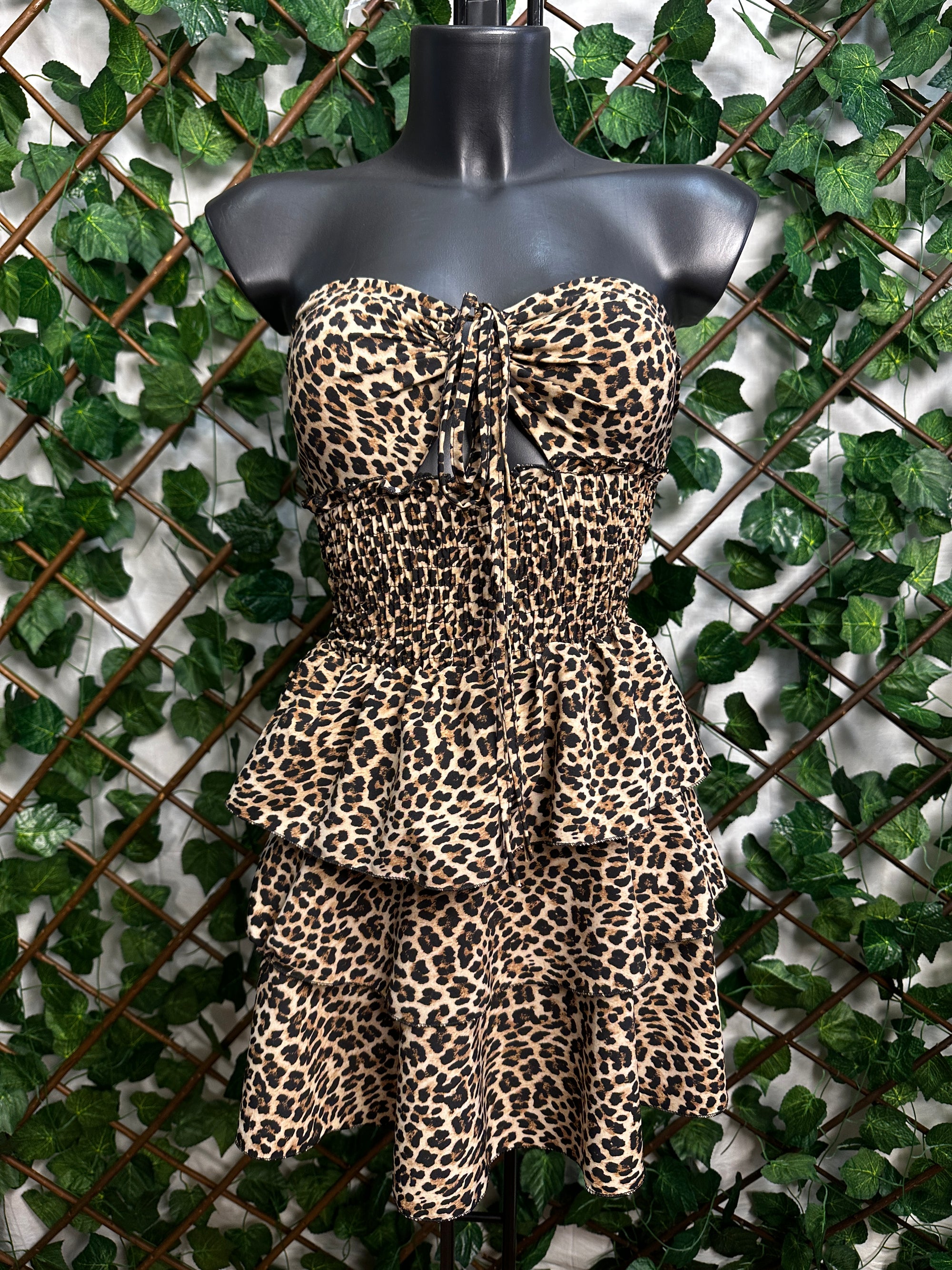 Vestito corto leopardato