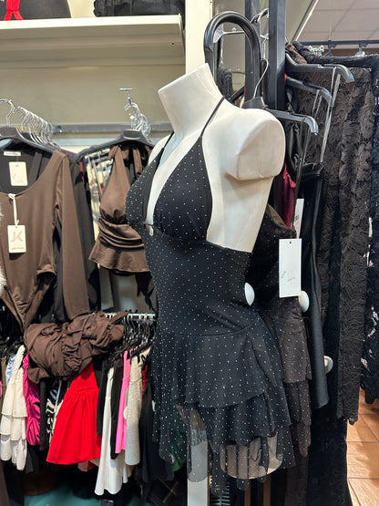 Mini-abito balze e scollo all'americana con punti luce – SOGNO DI MEZZANOTTE ✨🌙