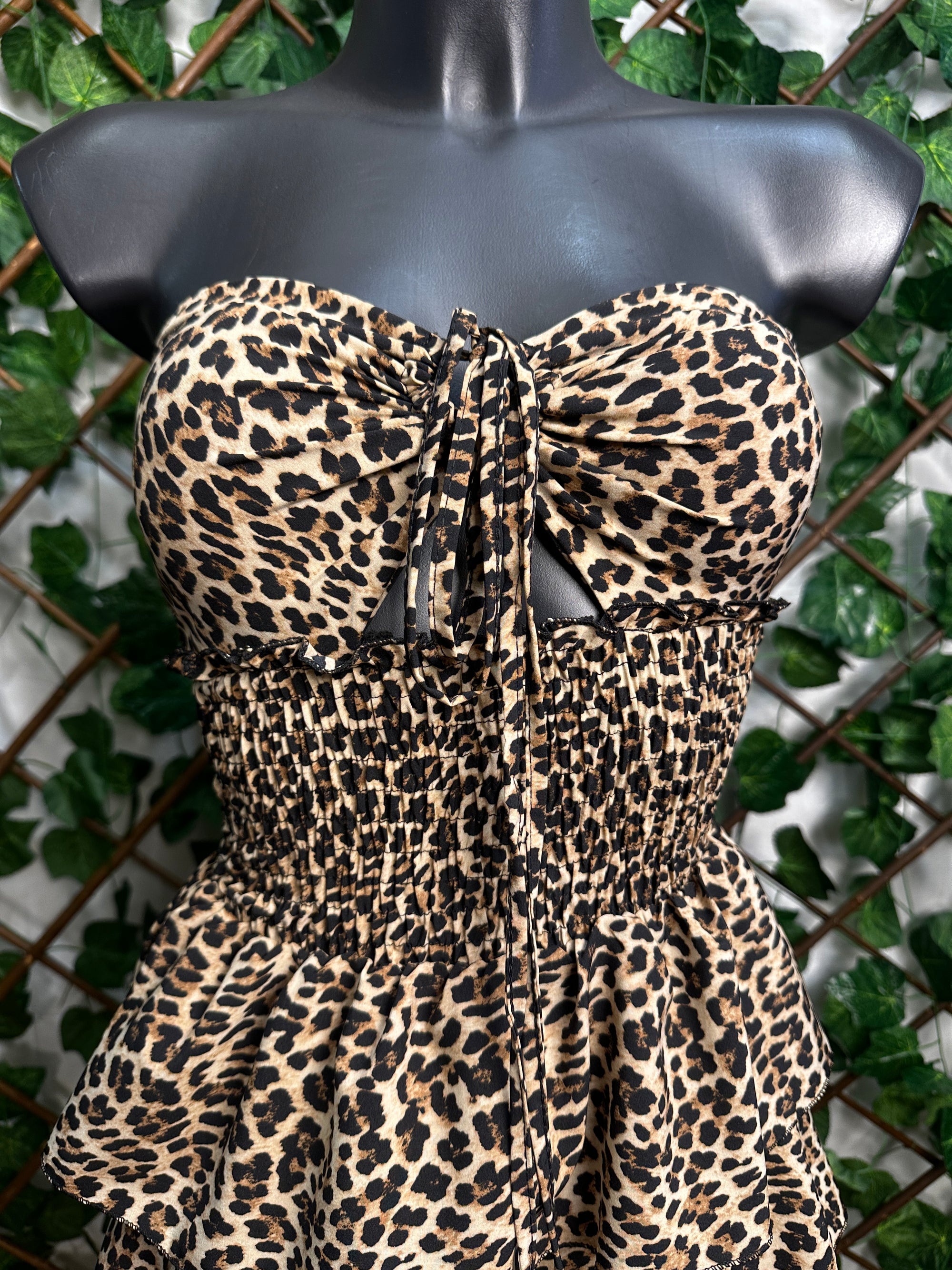 Vestito corto leopardato