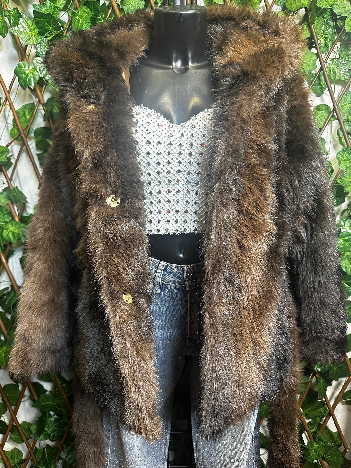 Fur jacket with hood