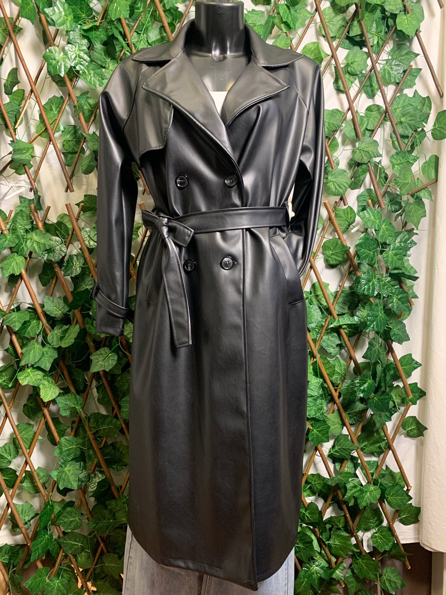 Giacca lunga in ecopelle