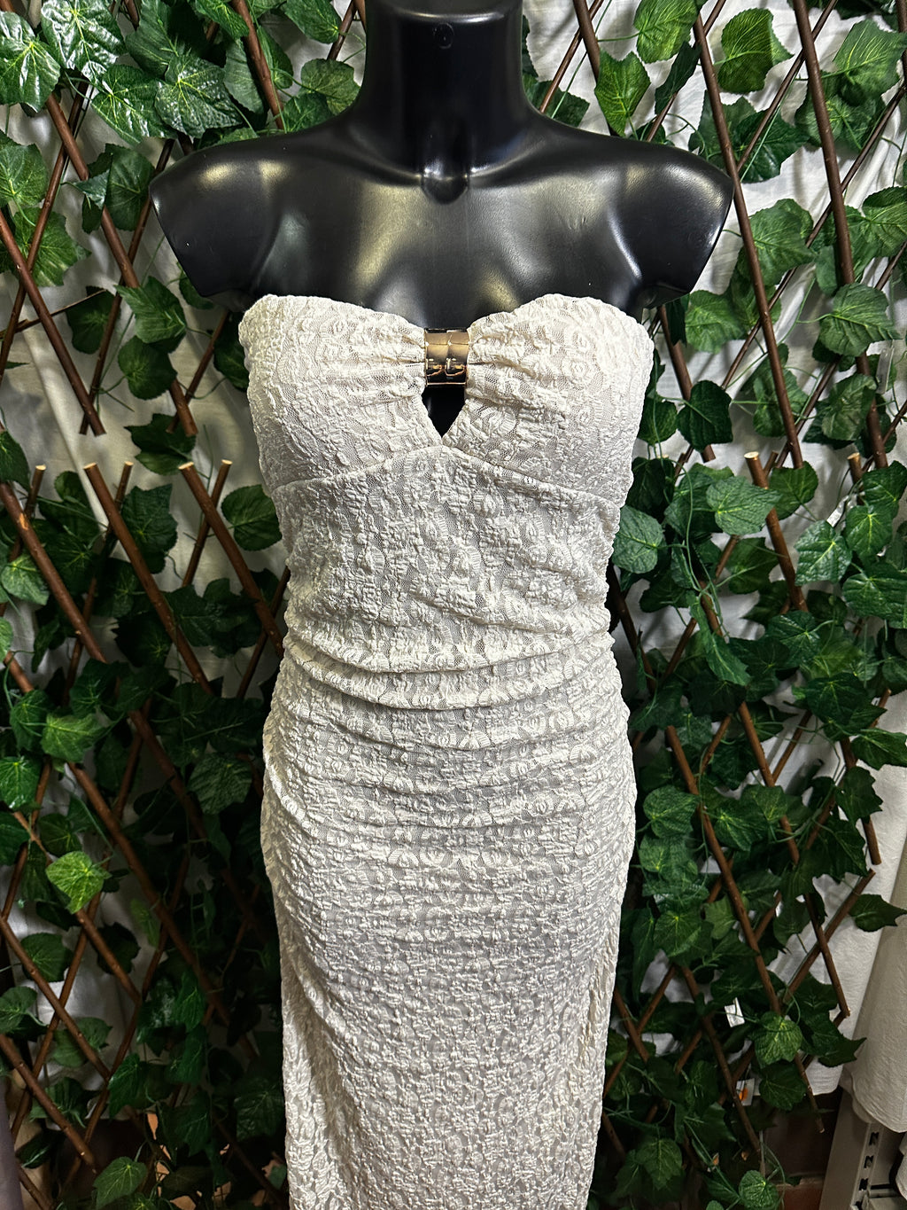Modello crepe: vestito lungo elasticizzato con le coppe | taglia unica