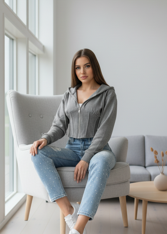 Short hooded sweatshirt 