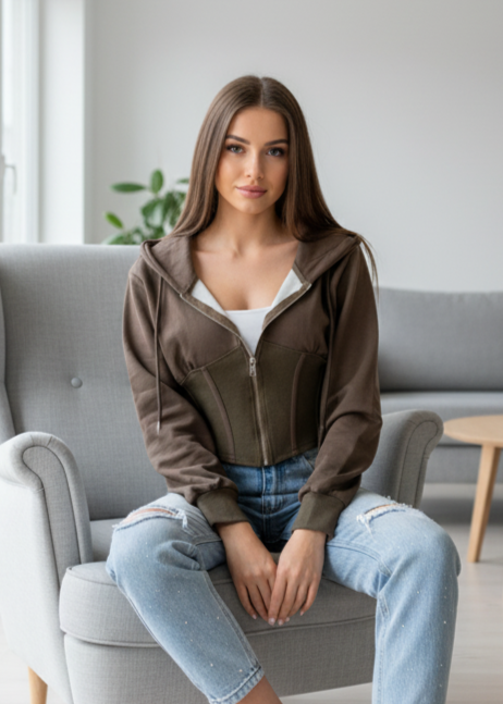 Short hooded sweatshirt 