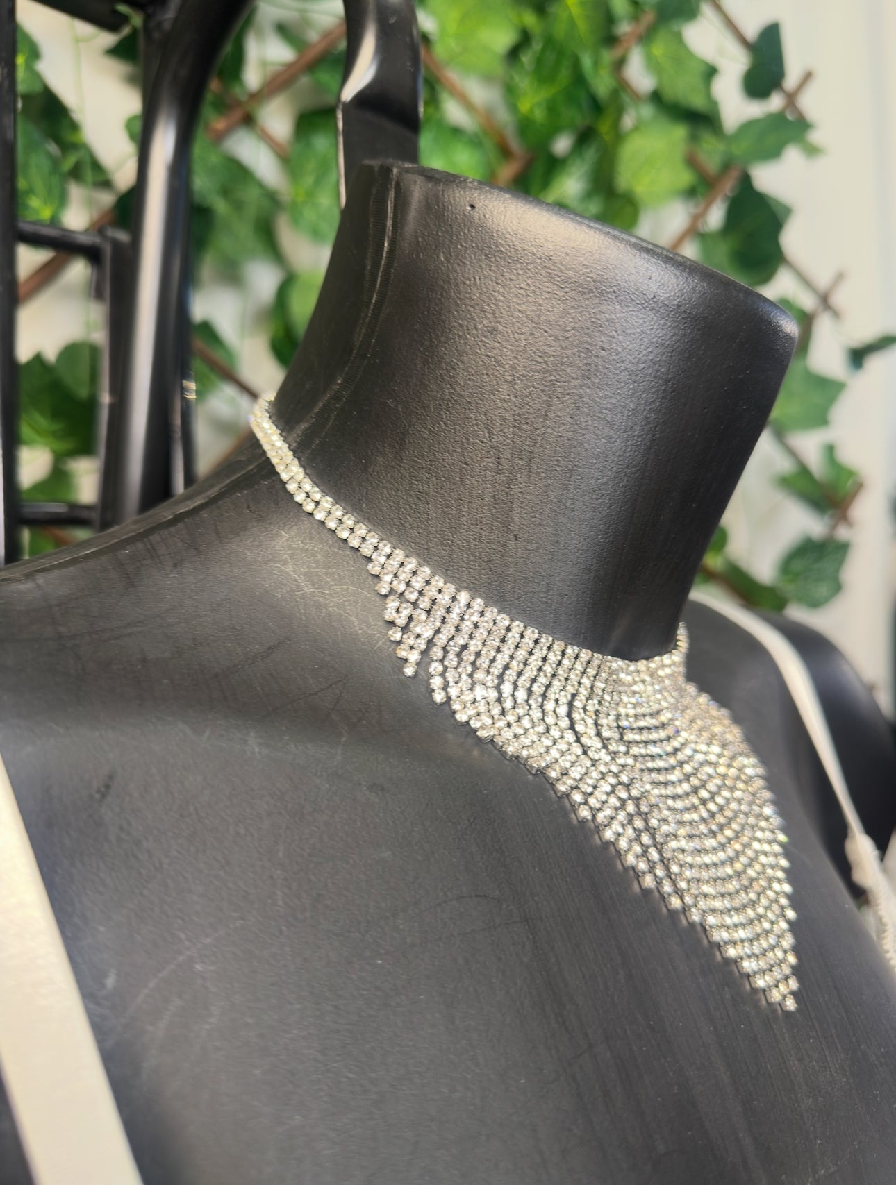 Silver costume jewelry set with rhinestones