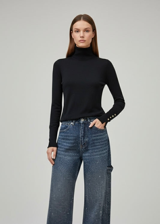 Top cropped dolcevita elasticizzato a costine – FUOCO INVERNO 🌡️🔥