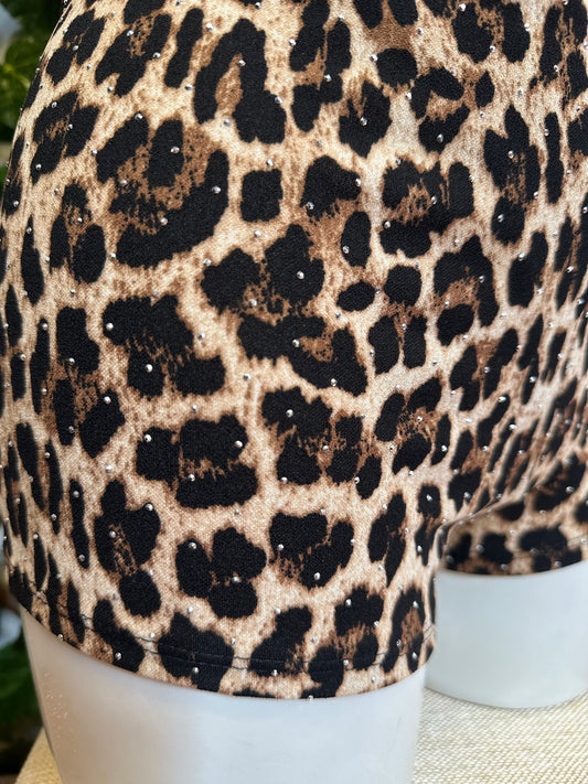 Pantaloncino Leopardato con Strass – Vita Alta Elasticizzata | Effetto WOW