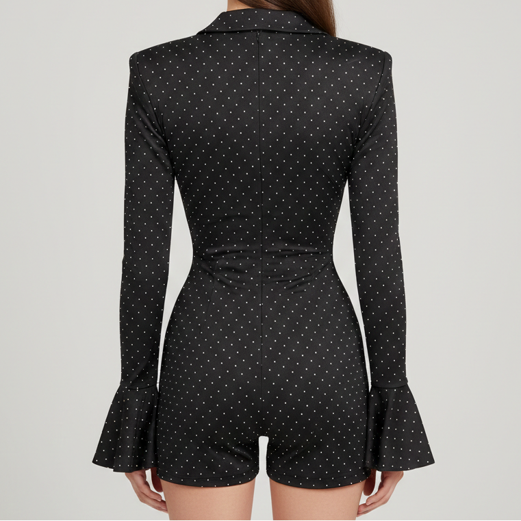 Tutina Bodycon "Midnight Glow" – Scintille e Maniche a Campana - BERLY MODA 