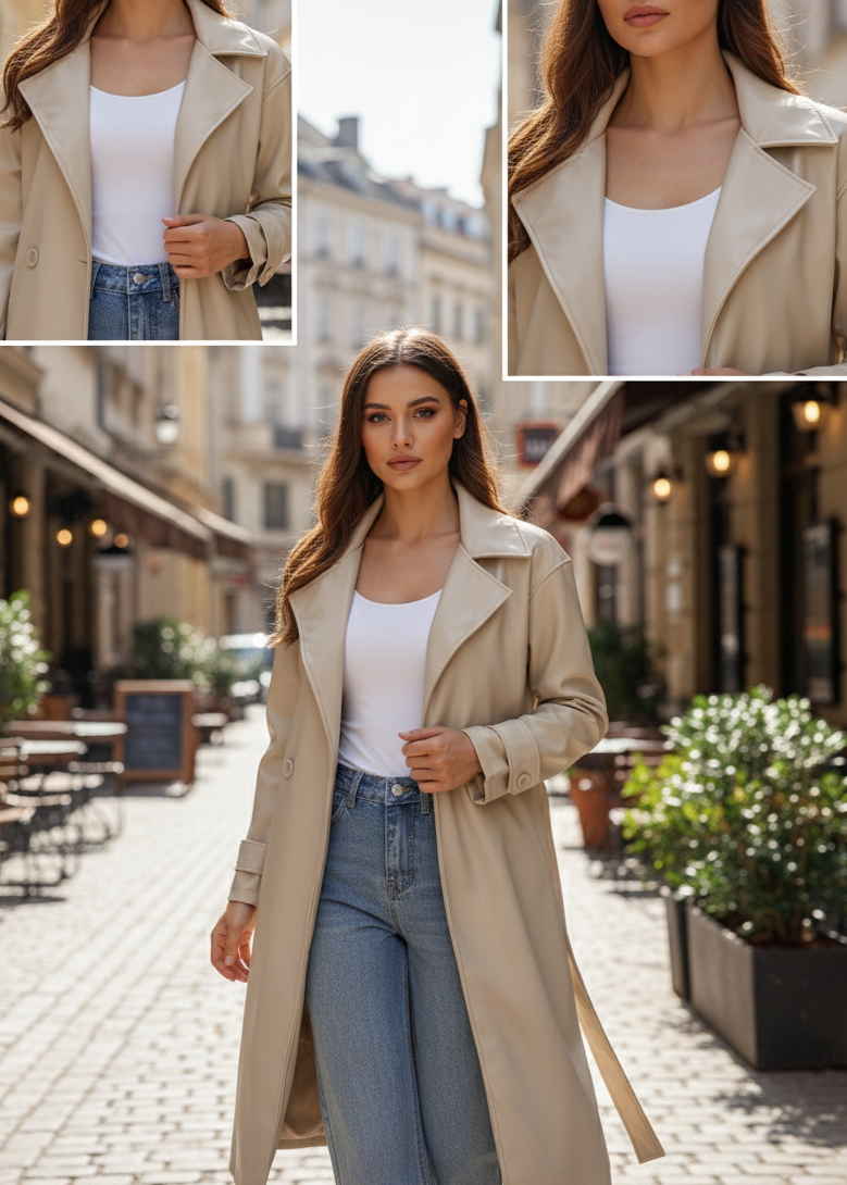 Giacca lunga in ecopelle