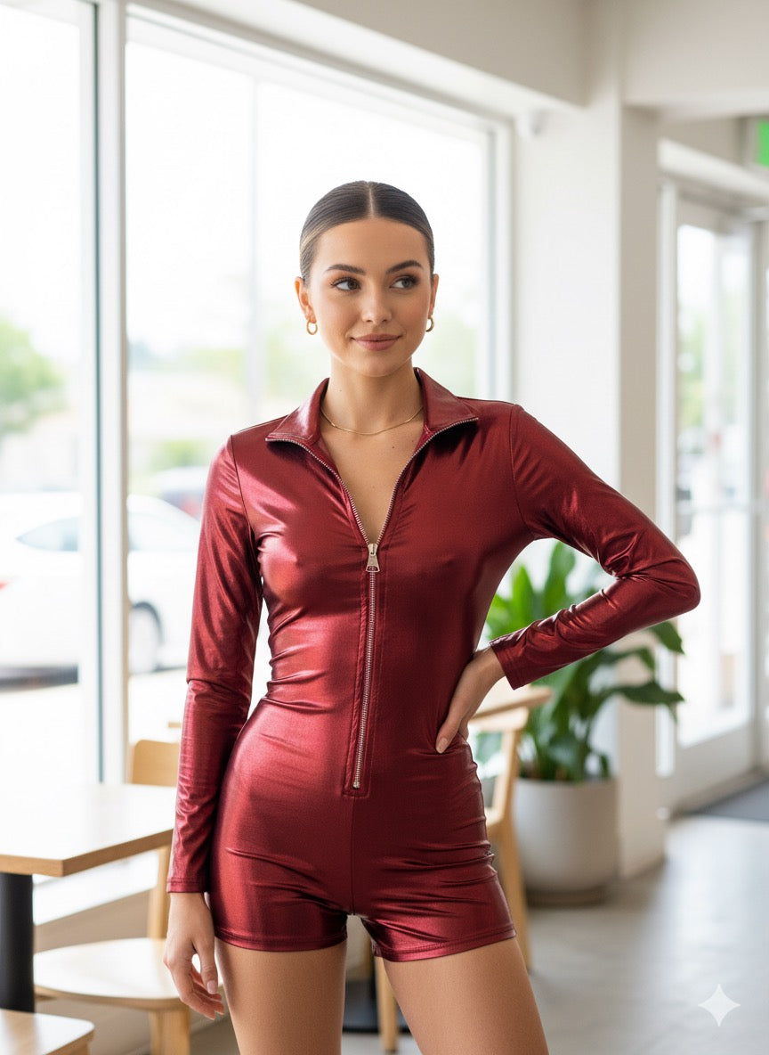 Metallic short jumpsuit