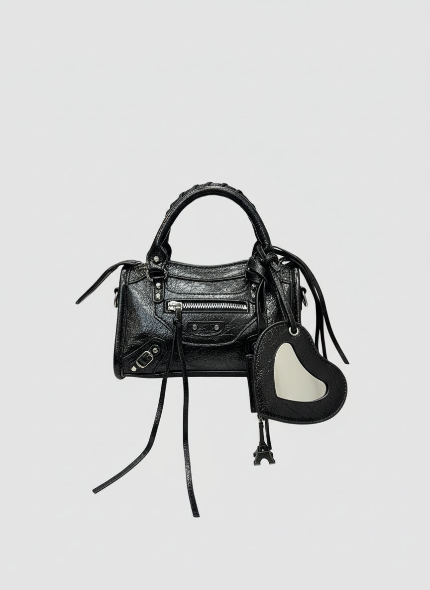 Borsa Rock Biker Ecopelle Nera – Tentazione Ribelle