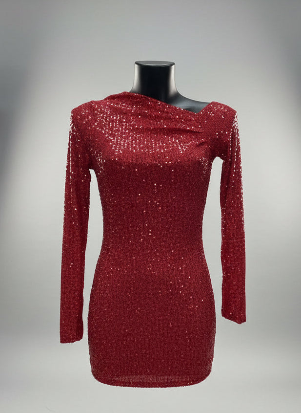 Mini Dress Paillettes Drappeggiato Asimmetrico – Passione Elettrica