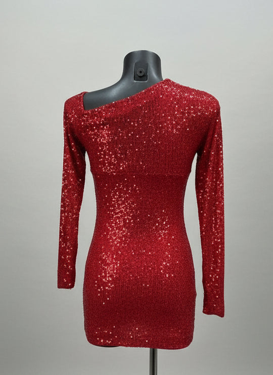 Mini Dress Paillettes Drappeggiato Asimmetrico – Passione Elettrica