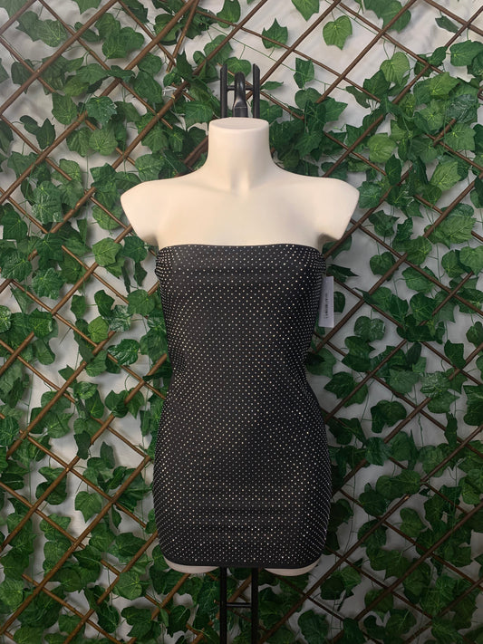 Abito corto con inserti in strass Nero
