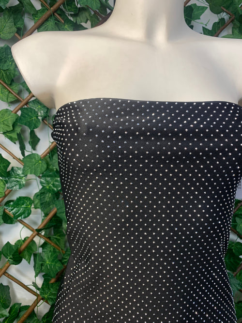 Abito corto con inserti in strass Nero