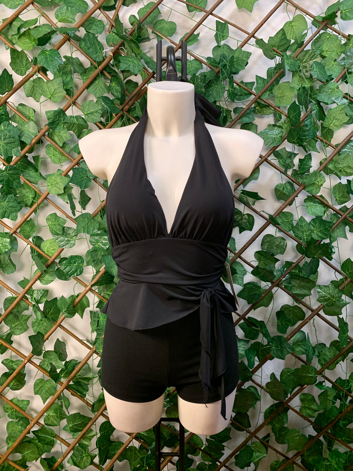 Deep-neck top with open back