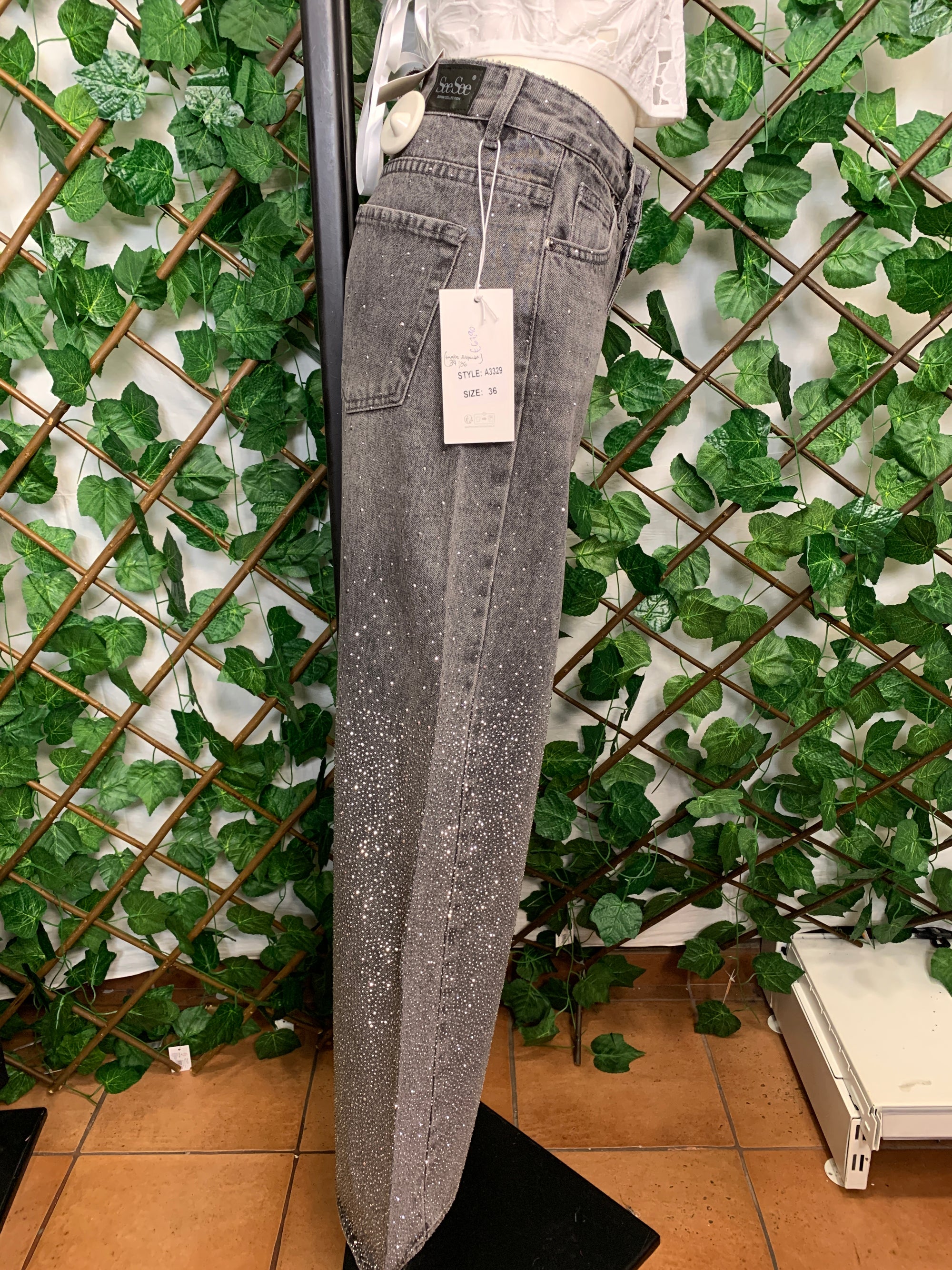 Jeans luxury grigio gamba dritta