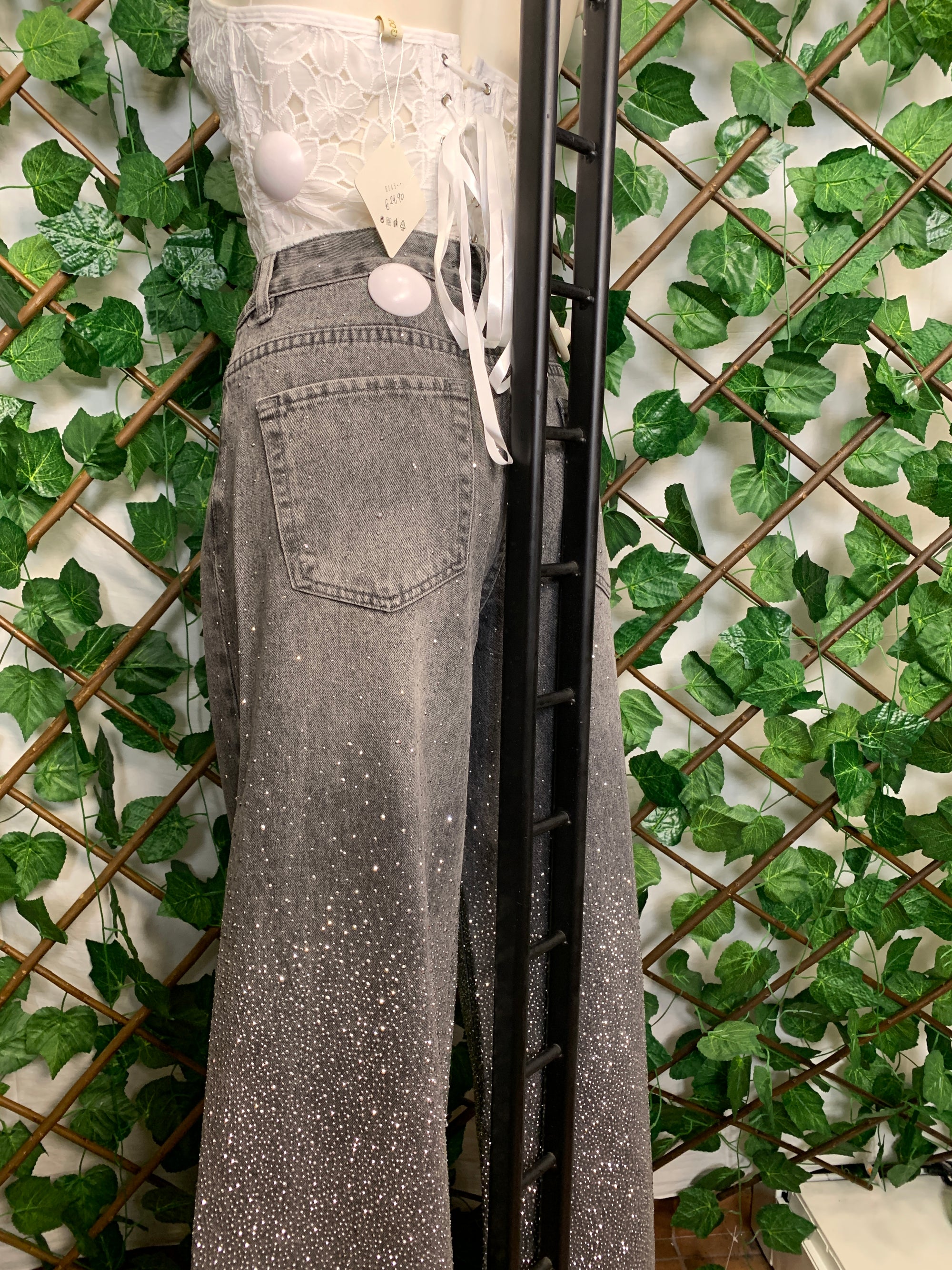 Jeans luxury grigio gamba dritta