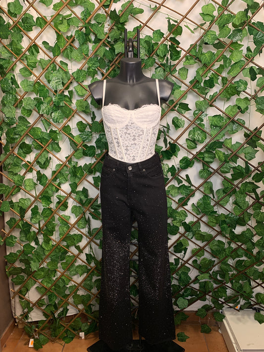 Jeans cascata brillantinata