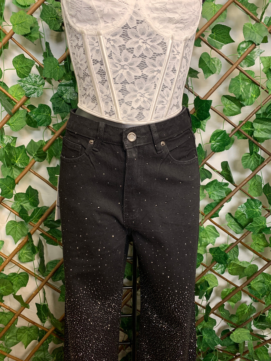 Jeans cascata brillantinata