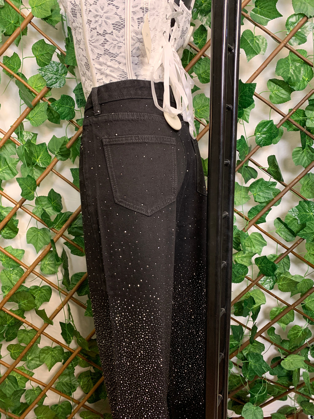 Jeans cascata brillantinata