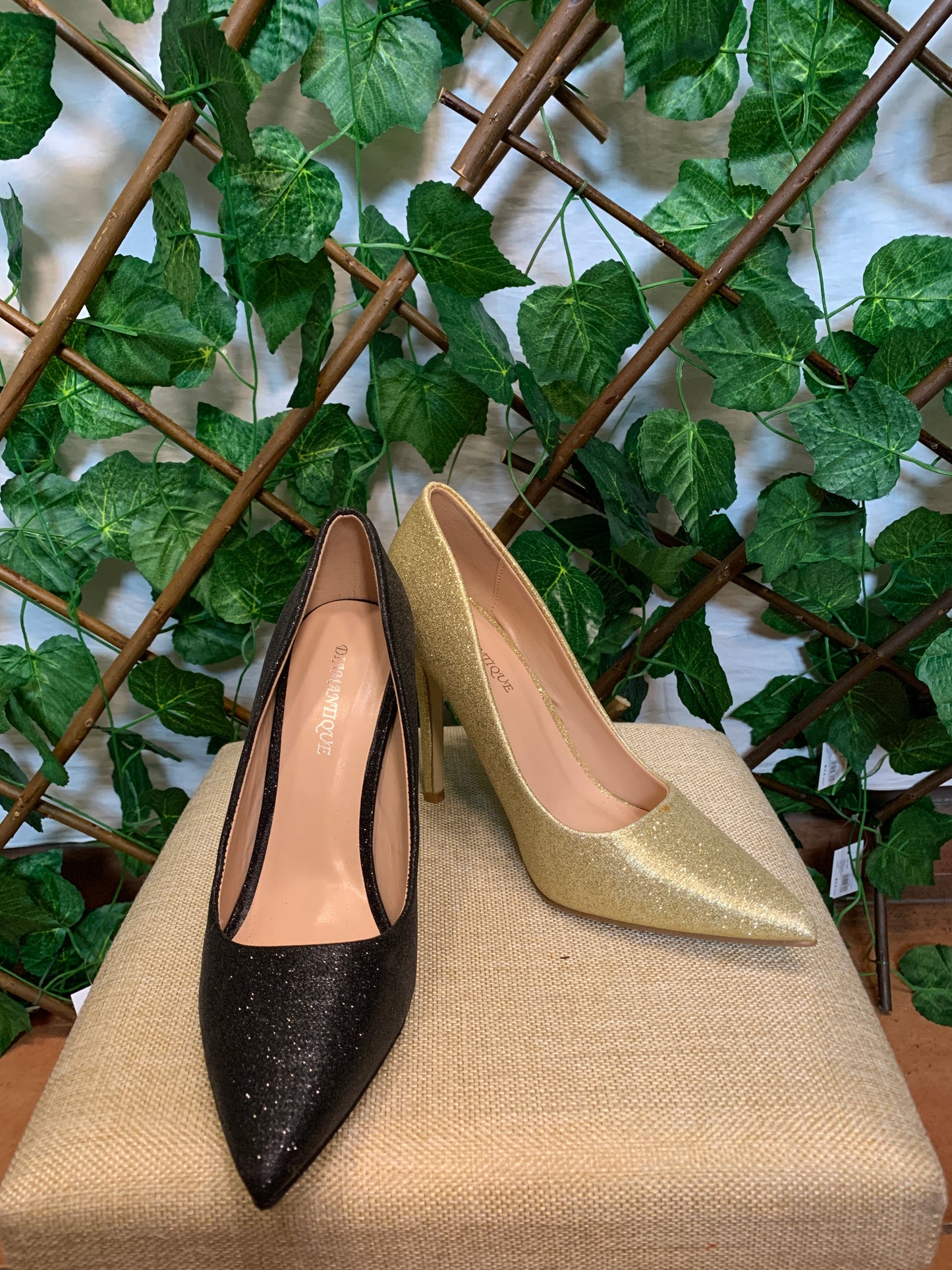 Black and Gold High Stiletto Heel