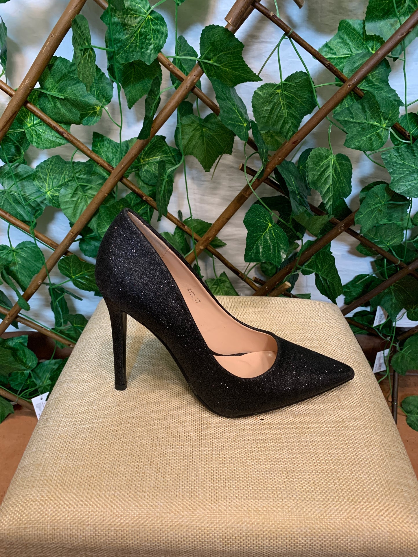 Black and Gold High Stiletto Heel