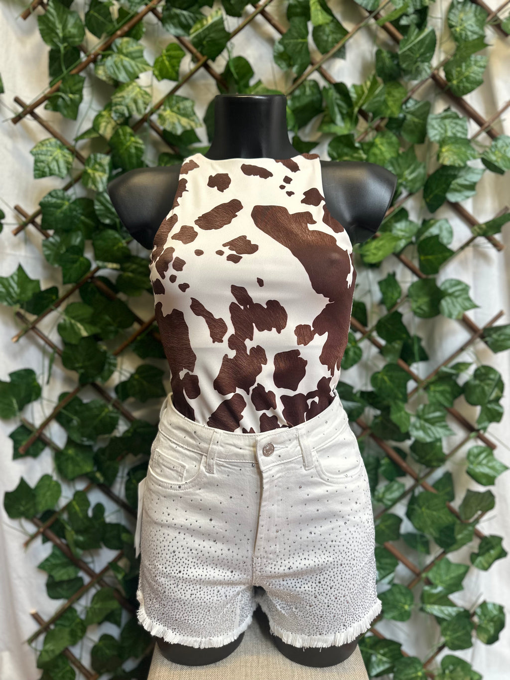 Pantalone Denim Bianco con Strass – Vita Alta & Effetto Brillante | Taglia XS - S - M - L