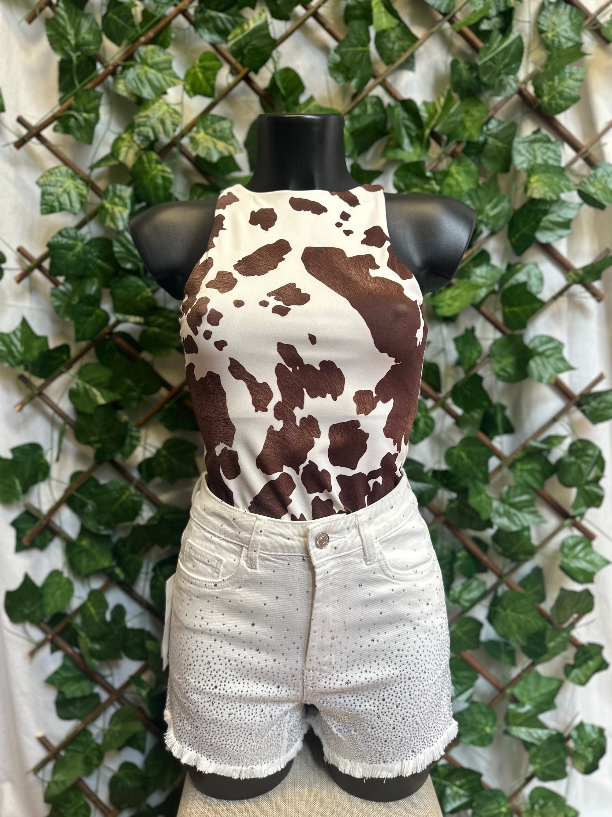 Pantalone Denim Bianco con Strass – Vita Alta & Effetto Brillante | Taglia XS - S - M - L