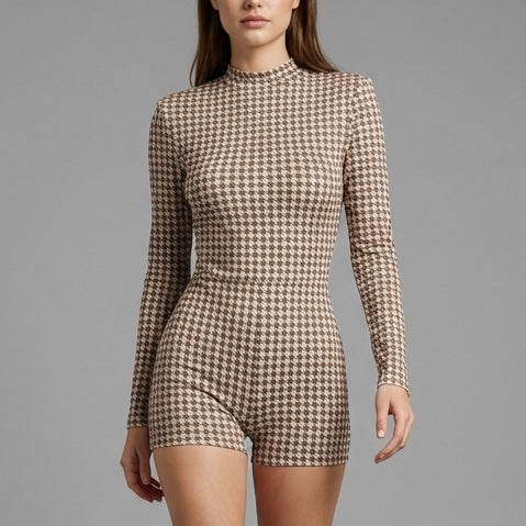 Playsuit "Urban Chic" a Pied de Poule – Eleganza Moderna - BERLY MODA 