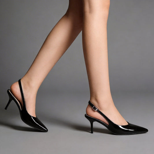 Slingback "Chic Gloss" – Raffinatezza in Vernice con Tacco Kitten