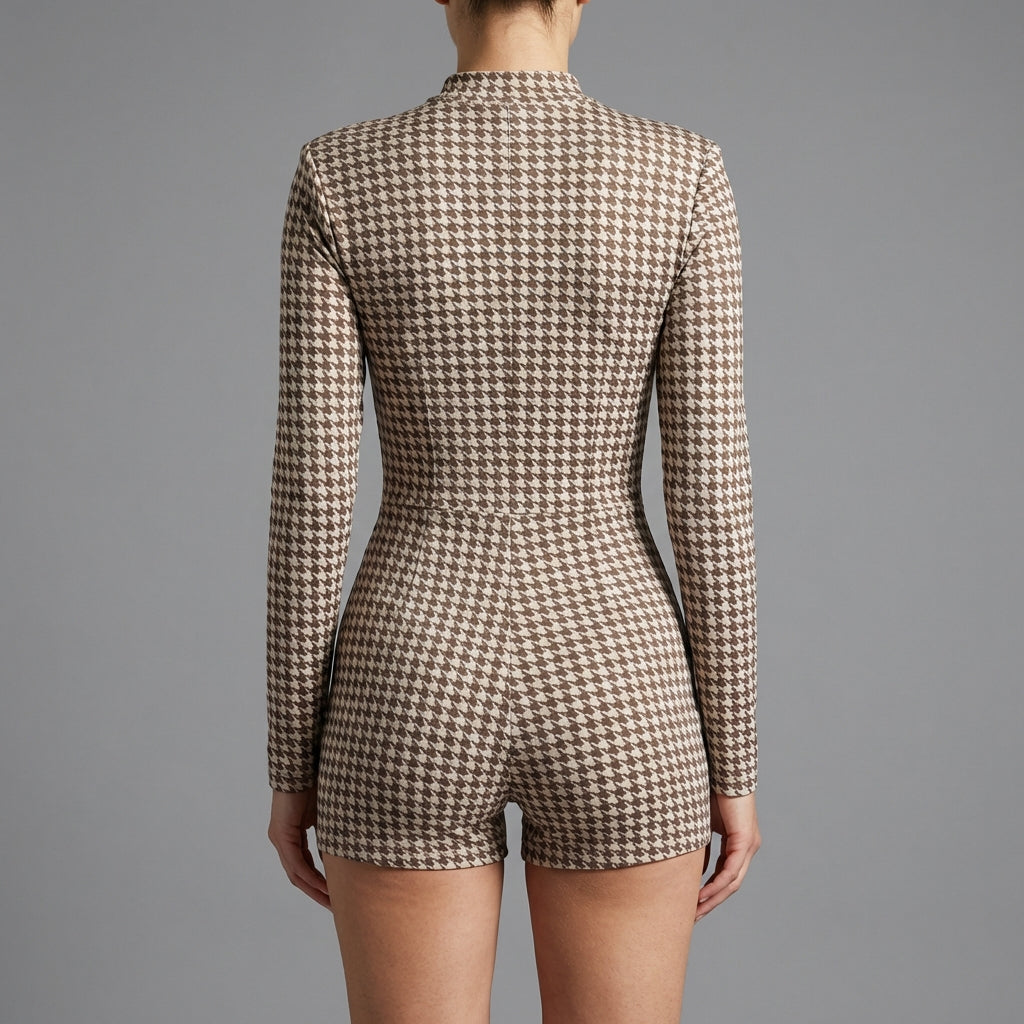 Playsuit "Urban Chic" a Pied de Poule – Eleganza Moderna - BERLY MODA 