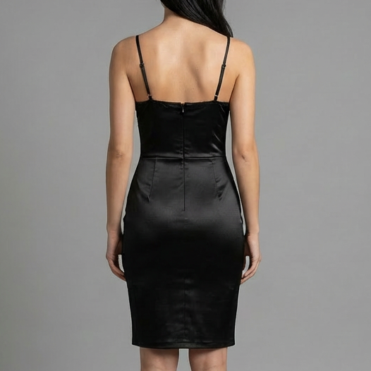 Mini Dress Satin & Lace "Venere Noir" – Eleganza Seducente - BERLY MODA 