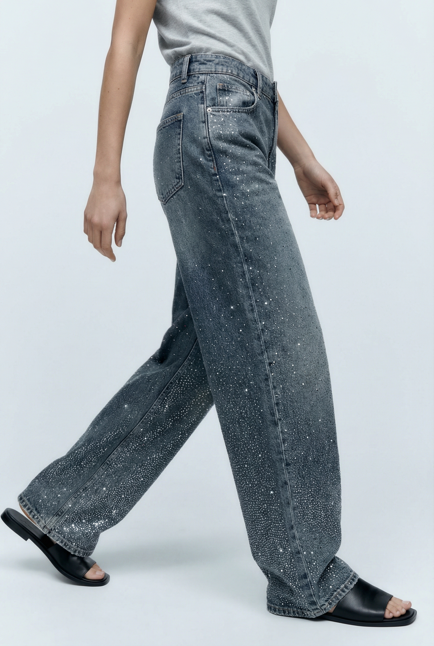 Jeans Wide Leg Grigio Polvere – Scintilla Urbana
