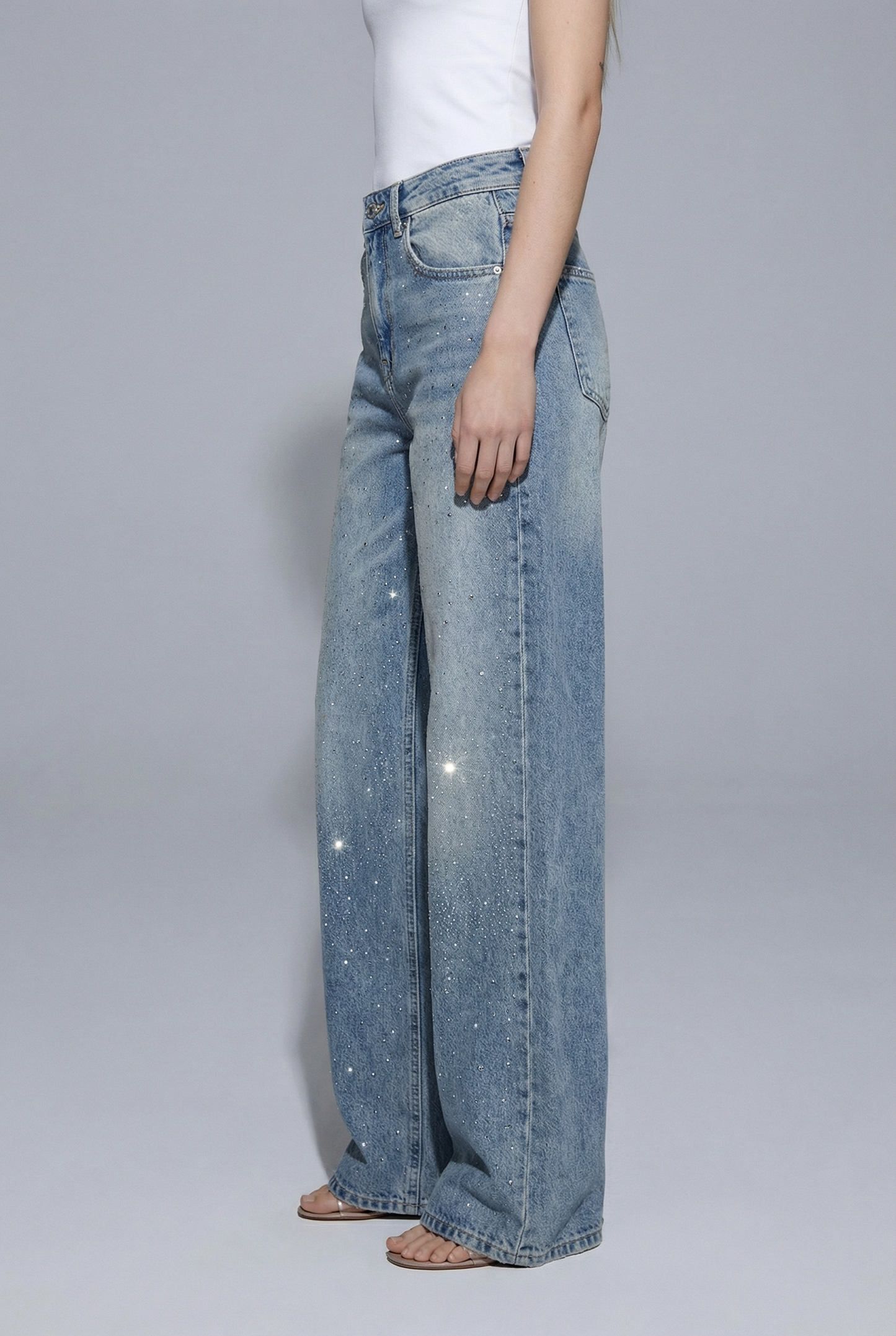 Jeans Wide Leg Scintillanti – Luce Liquida